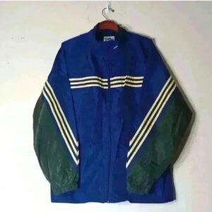 Adidas Navy and Forest Windbreaker with Stripes